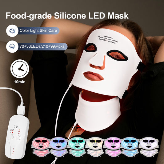 7-Color LED Face & Neck Mask – Wireless Silicone Light Therapy